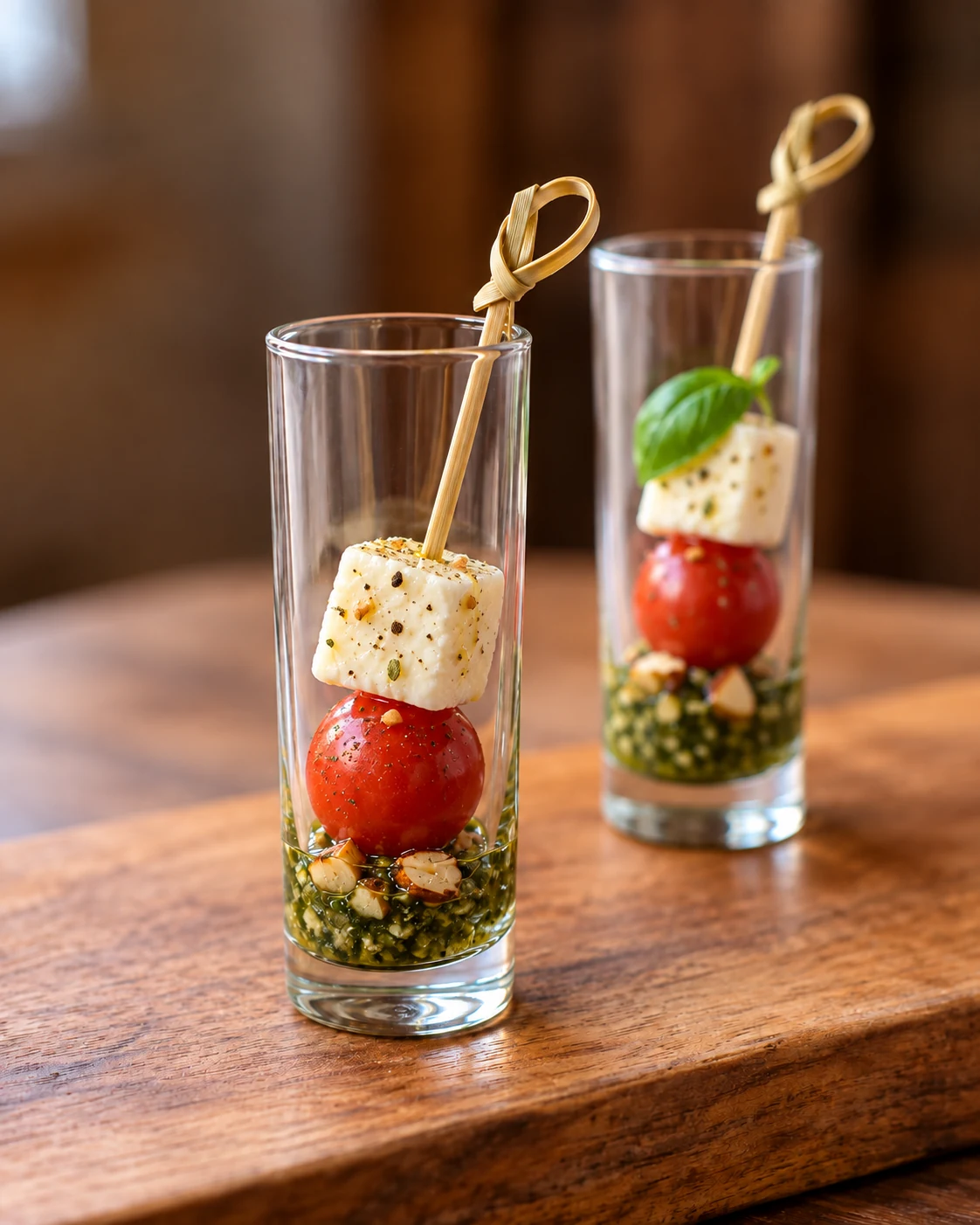 Brochetas caprese en vasito de Finger Food Cordazzo